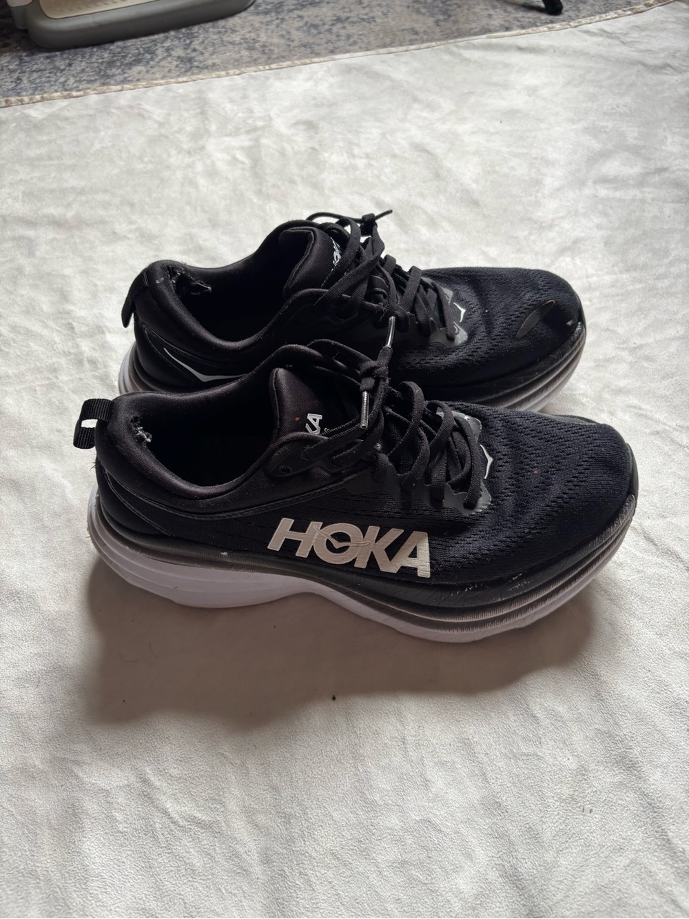 Hoka Men's Black and White Athletic Running Shoes